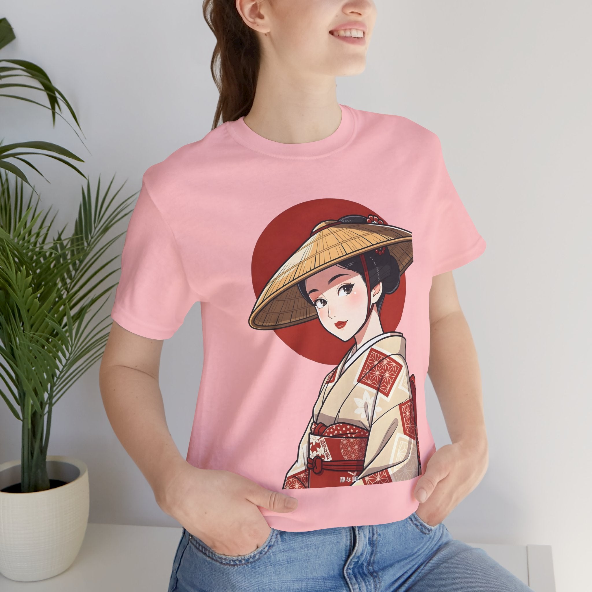 Geisha Illustration Tee — Vintage Kimono Anime T‑Shirt