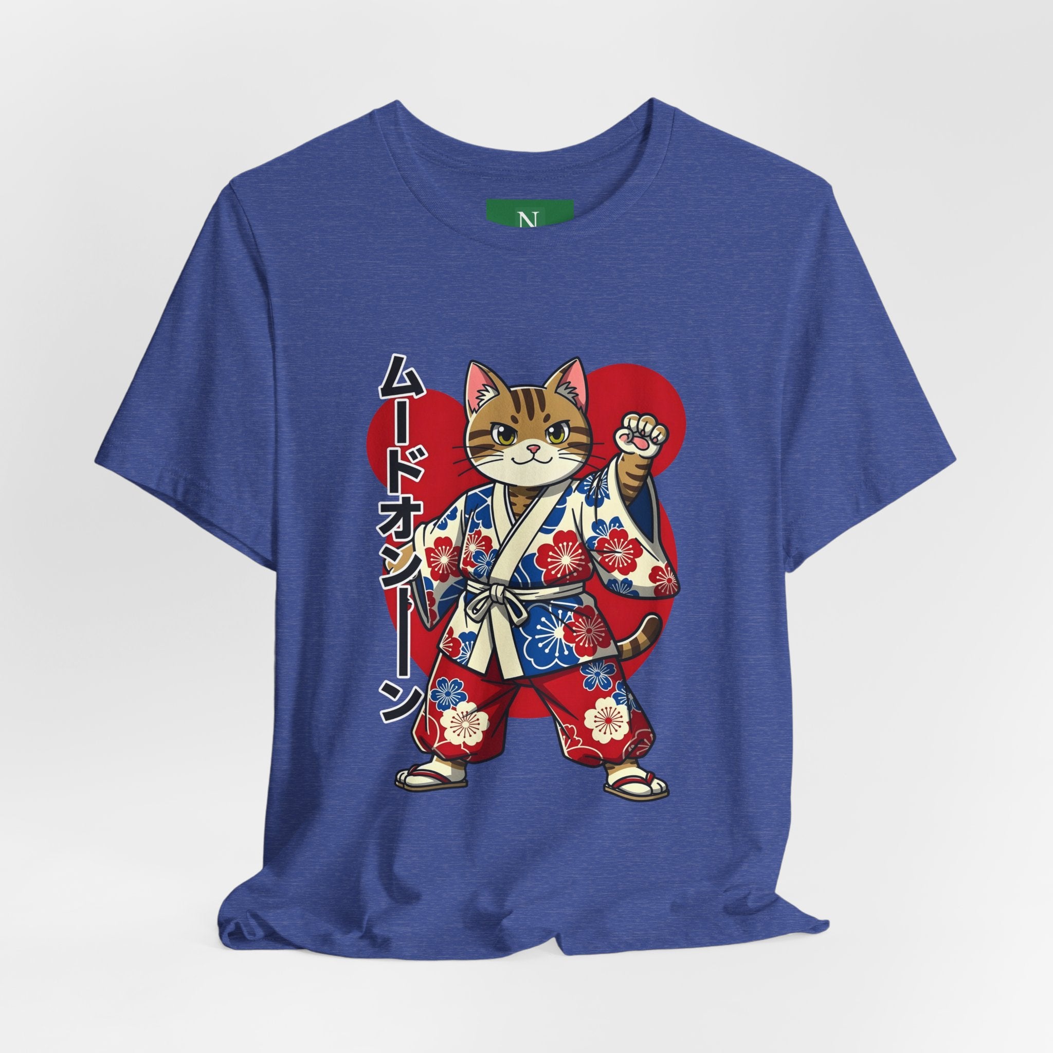 Samurai Cat T‑Shirt — Kawaii Japanese Kimono Cat Graphic Tee