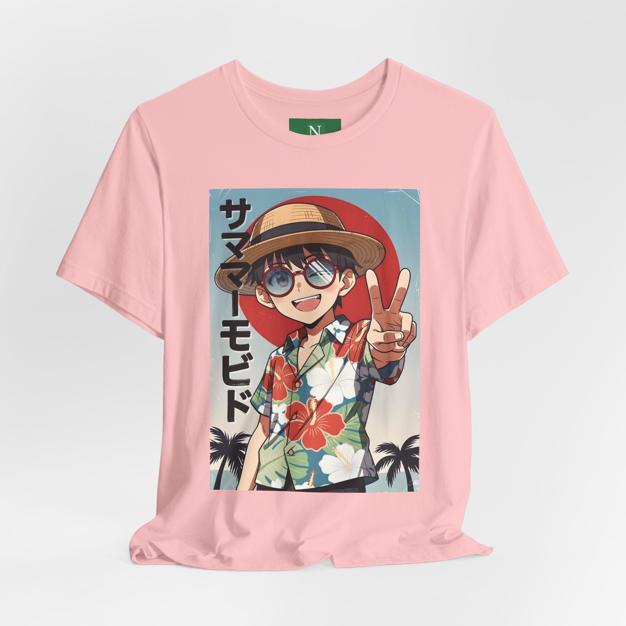 Anime Summer Kid: Tropical Hawaiian Tee with Peace Sign (サマー)
