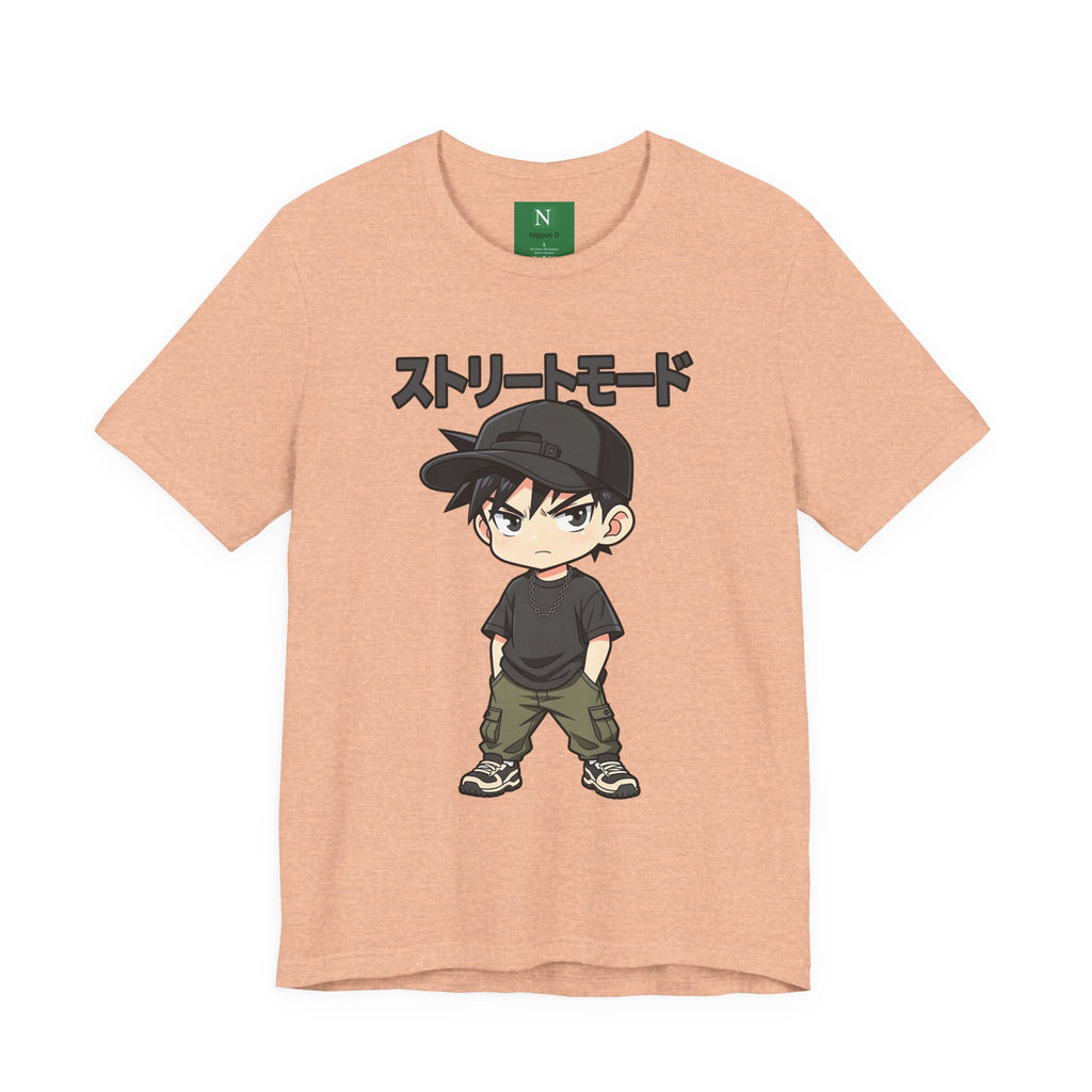 Street Mode Anime Boy T-Shirt — Japanese Text Graphic Tee