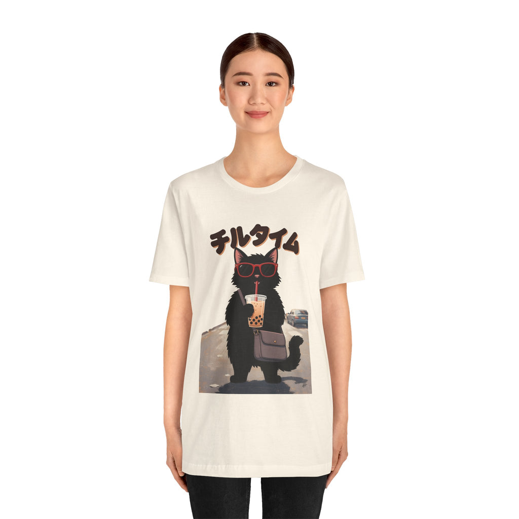 Boba Cat Tee — Cute Cat Drinking Bubble Tea Graphic T-Shirt
