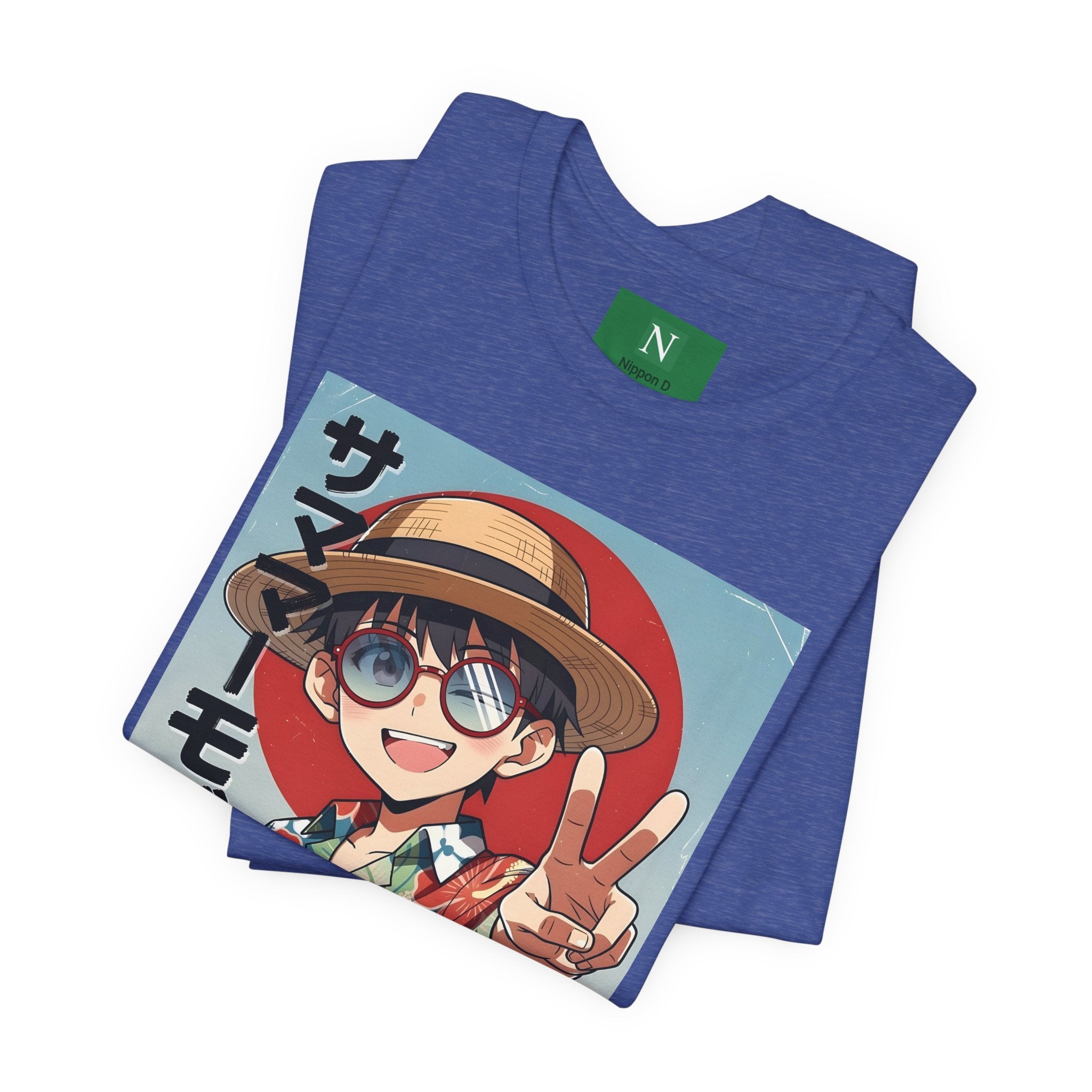 Anime Summer Kid: Tropical Hawaiian Tee with Peace Sign (サマー)