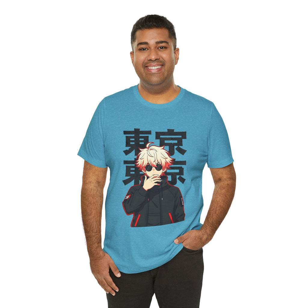 Tokyo Anime Graphic Tee — Blond Character with Kanji "東京"