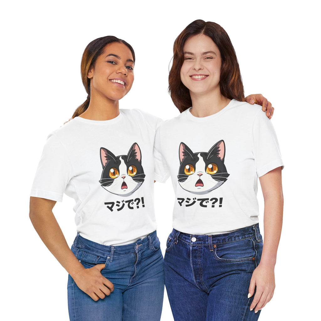 Cat Shock Face Graphic Tee — マジで?! Cute Anime Cat T-Shirt