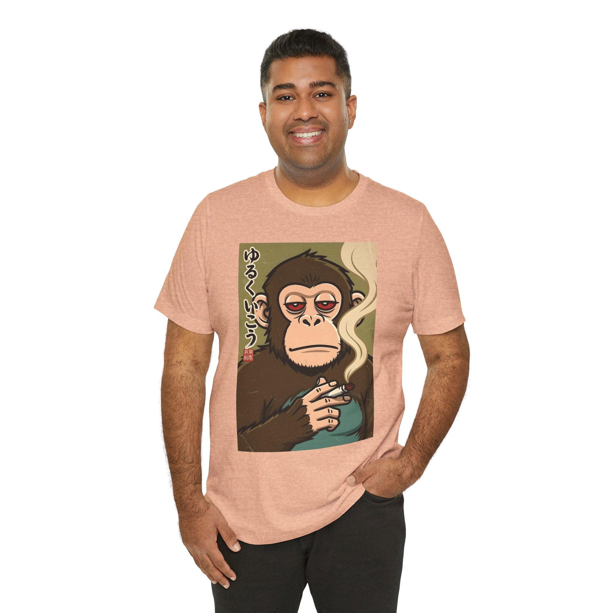 Smoking Monkey Graphic Tee — Japanese Retro Ape Illustration T-Shirt