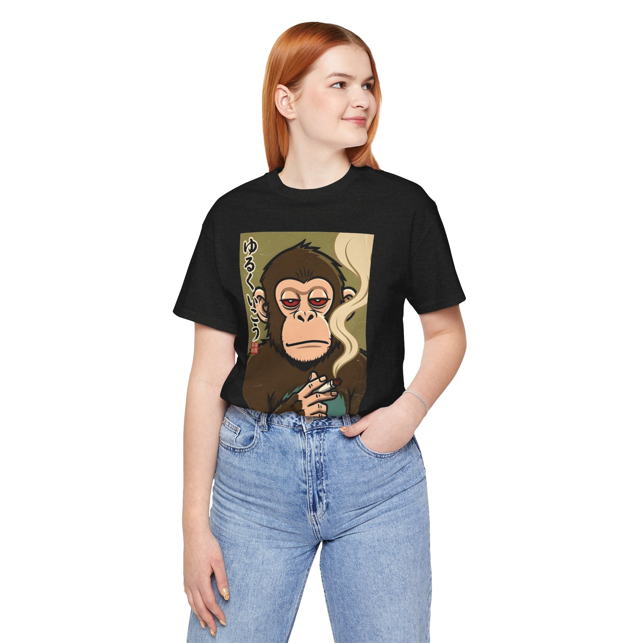 Smoking Monkey Graphic Tee — Japanese Retro Ape Illustration T-Shirt