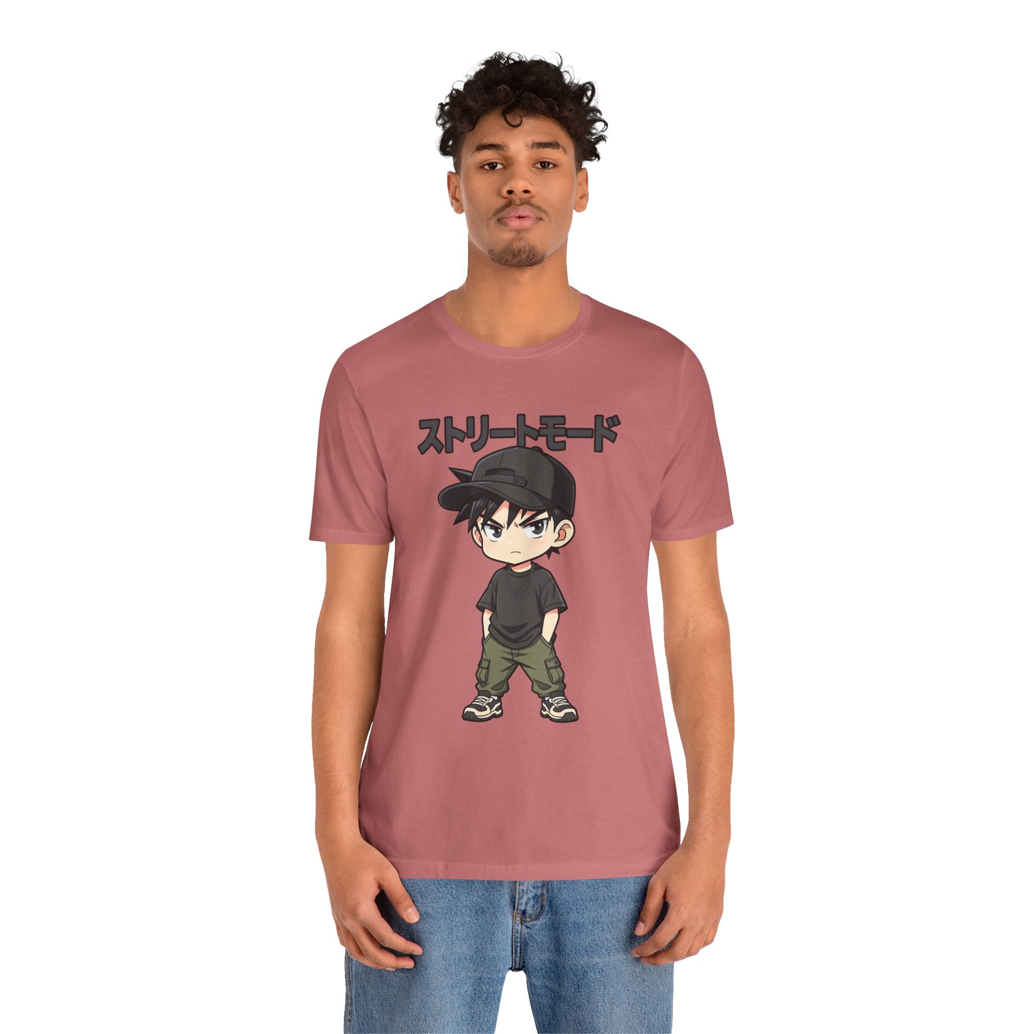 Street Mode Anime Boy T-Shirt — Japanese Text Graphic Tee