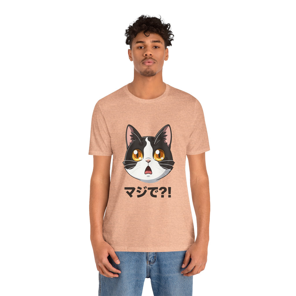 Cat Shock Face Graphic Tee — マジで?! Cute Anime Cat T-Shirt