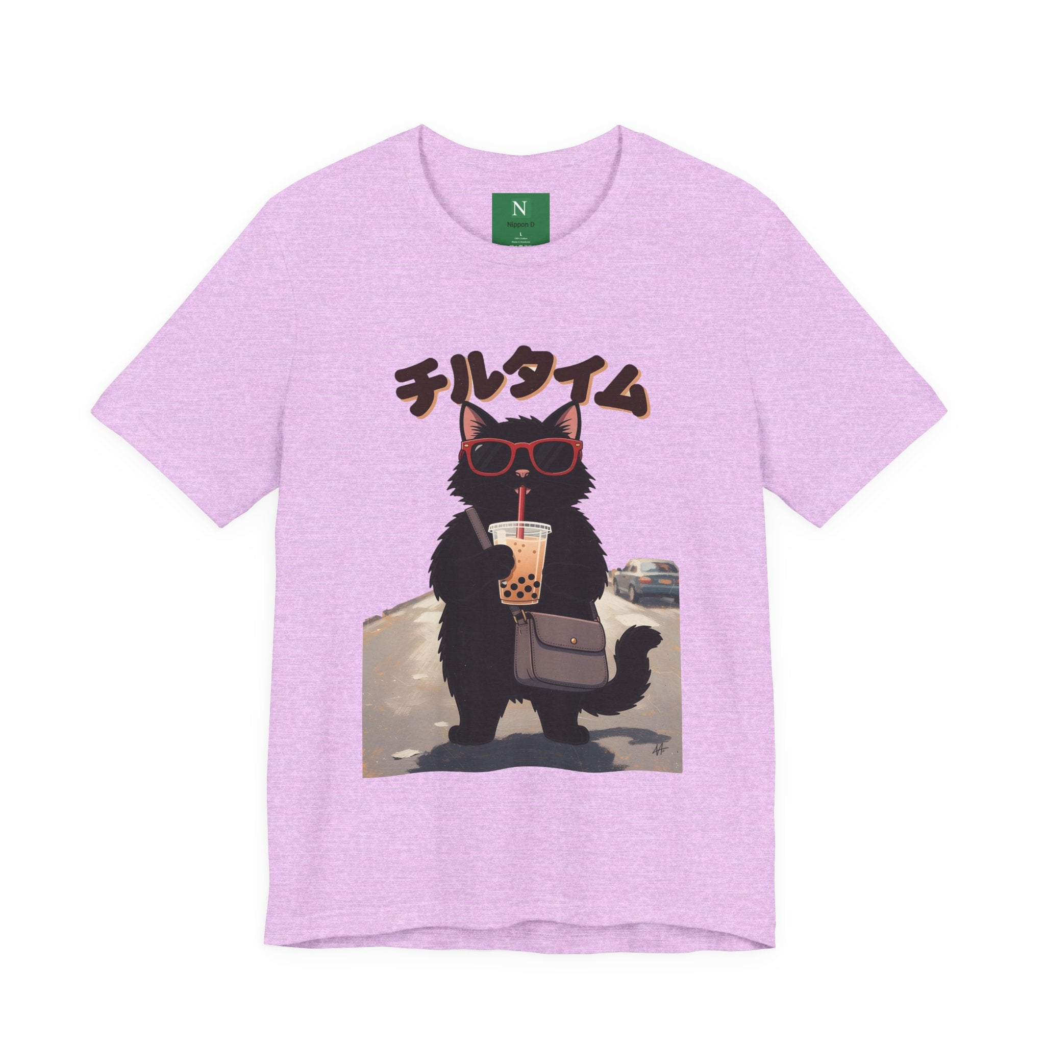 Boba Cat Tee — Cute Cat Drinking Bubble Tea Graphic T-Shirt