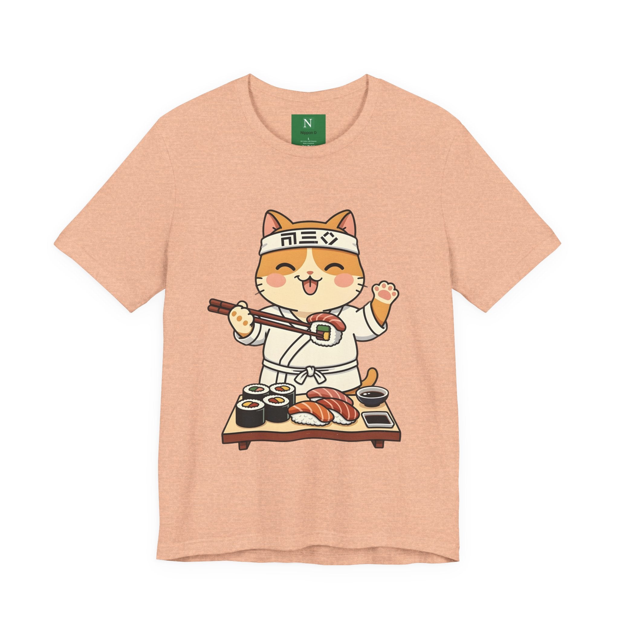 Sushi Chef Cat T‑Shirt — Cute Kawaii Cat Making Sushi Graphic Tee