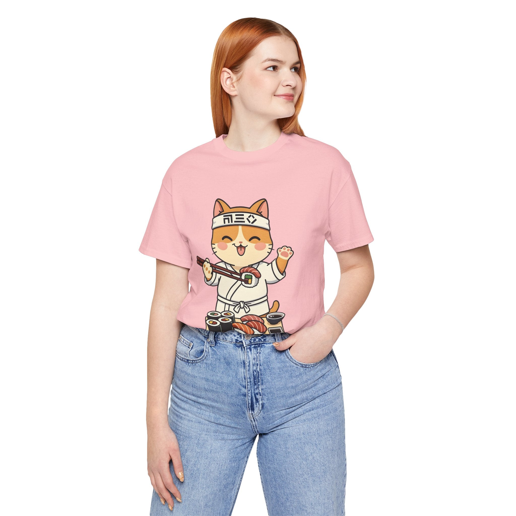 Sushi Chef Cat T‑Shirt — Cute Kawaii Cat Making Sushi Graphic Tee