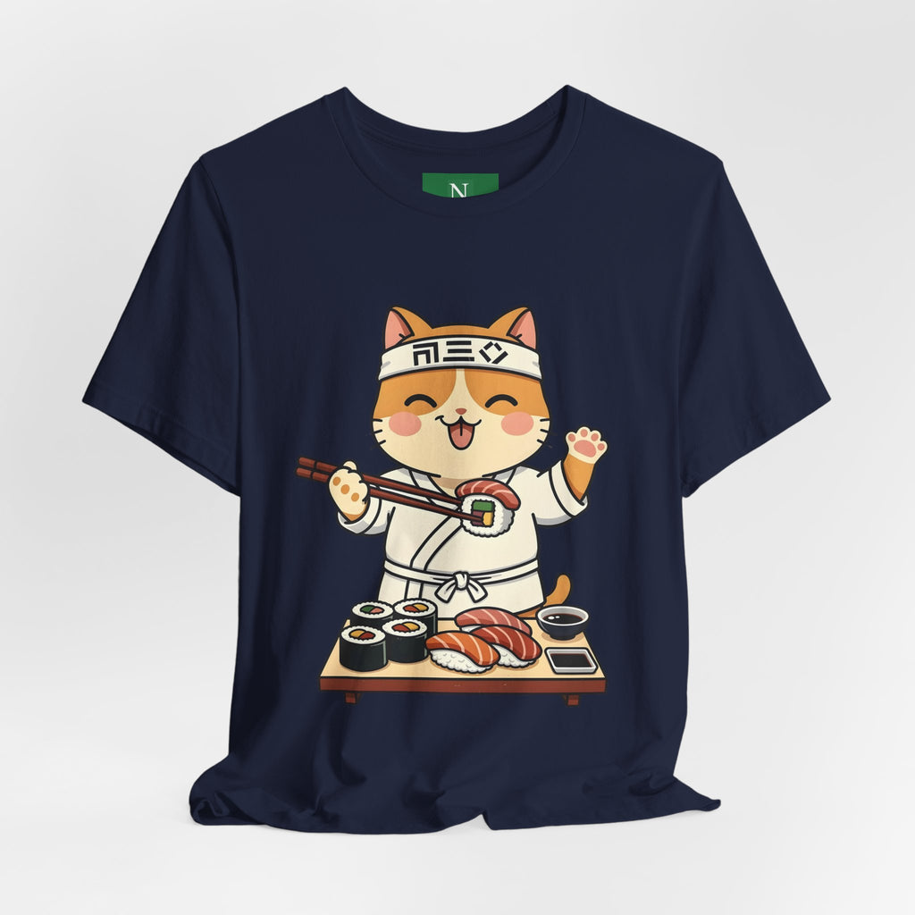 Sushi Chef Cat T‑Shirt — Cute Kawaii Cat Making Sushi Graphic Tee