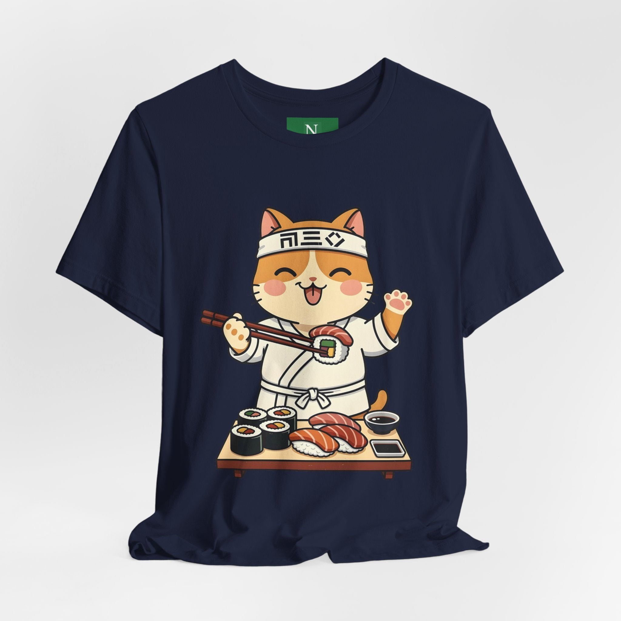 Sushi Chef Cat T‑Shirt — Cute Kawaii Cat Making Sushi Graphic Tee