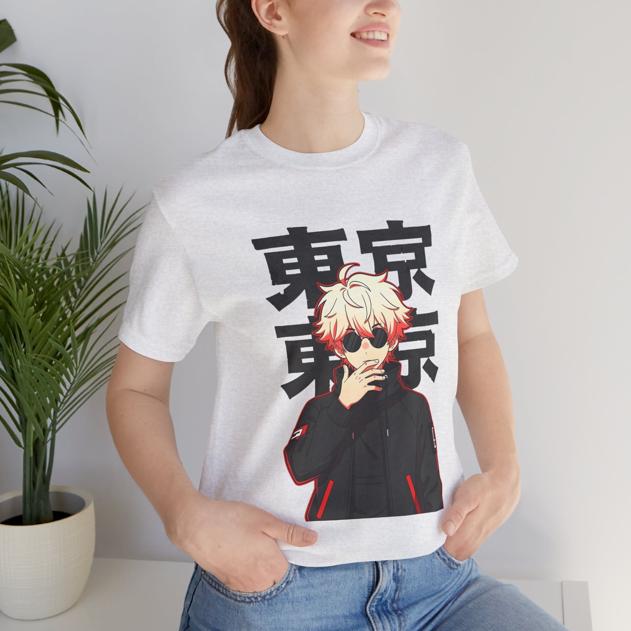 Tokyo Anime Graphic Tee — Blond Character with Kanji "東京"