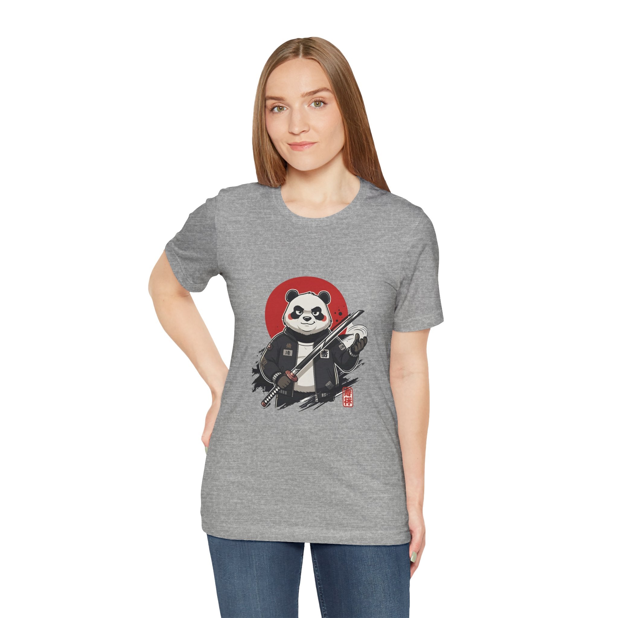Samurai Panda T-Shirt — Cute Warrior Graphic Tee with Red Sun