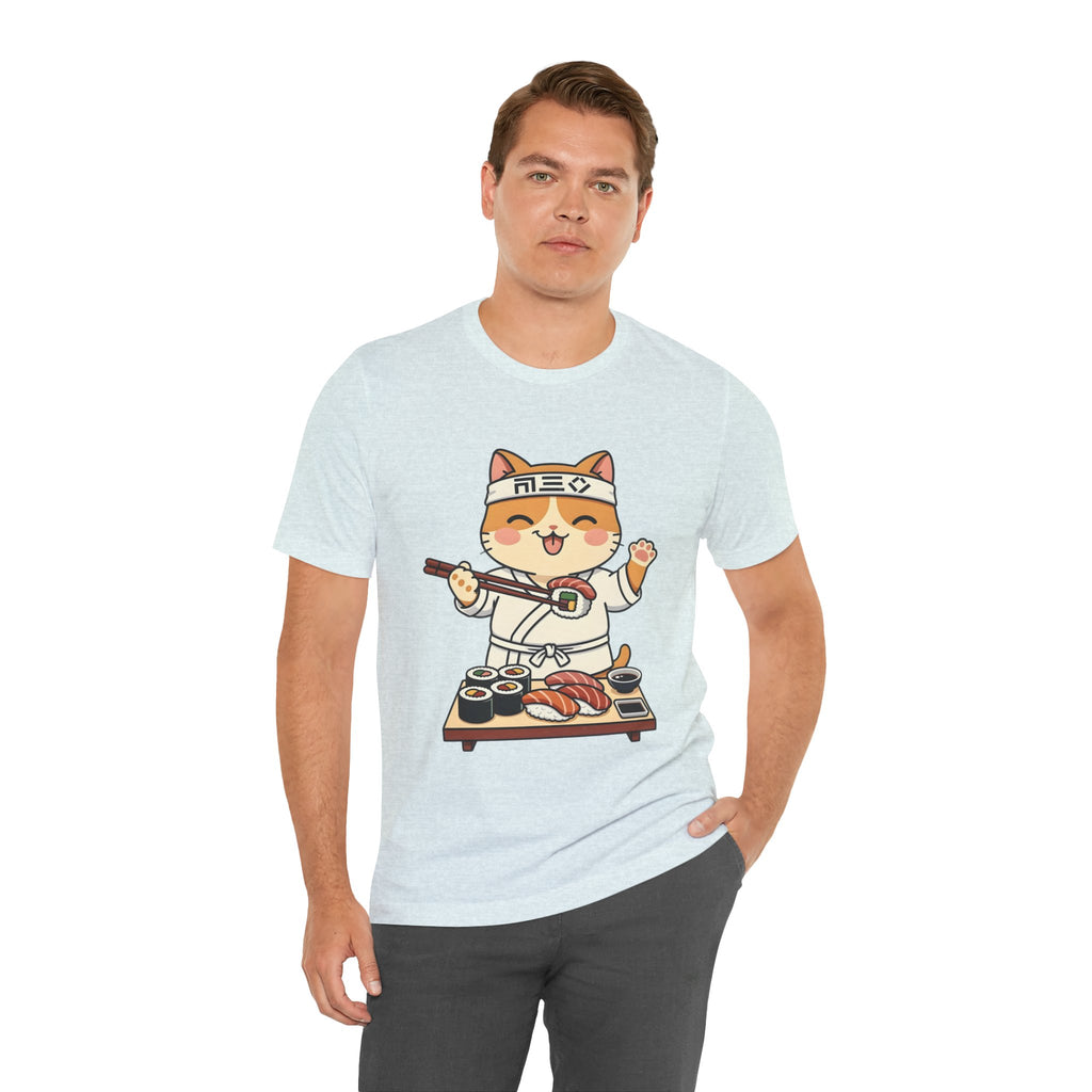 Sushi Chef Cat T‑Shirt — Cute Kawaii Cat Making Sushi Graphic Tee