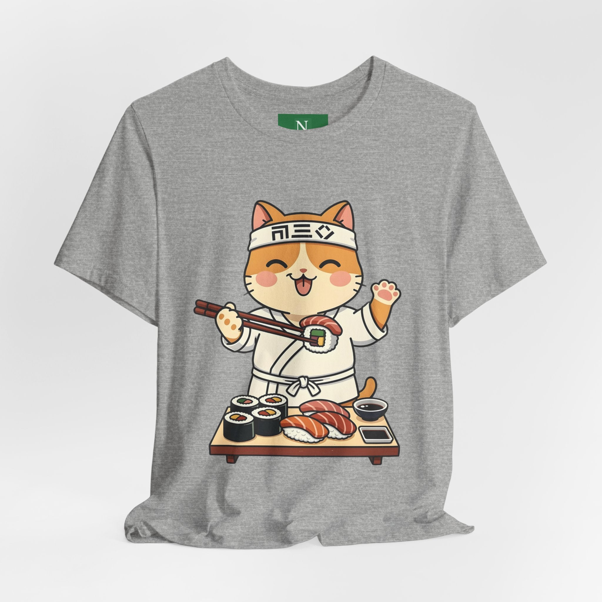 Sushi Chef Cat T‑Shirt — Cute Kawaii Cat Making Sushi Graphic Tee