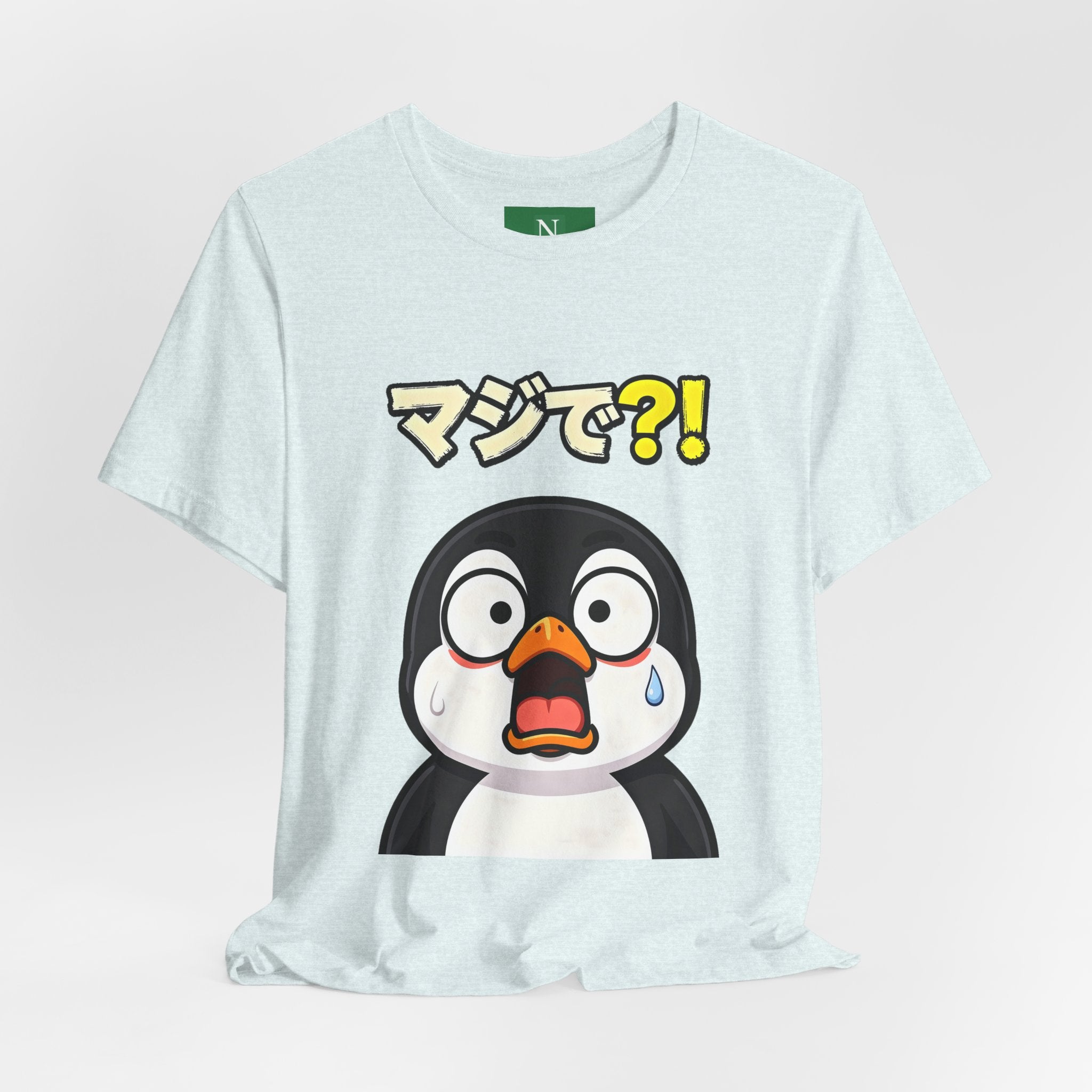 Shocked Penguin Tee — Japanese “マジで?!” Cute Anime-Style Graphic T-Shirt