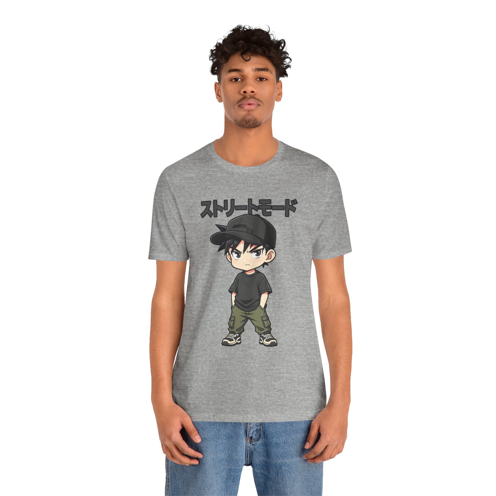Street Mode Anime Boy T-Shirt — Japanese Text Graphic Tee