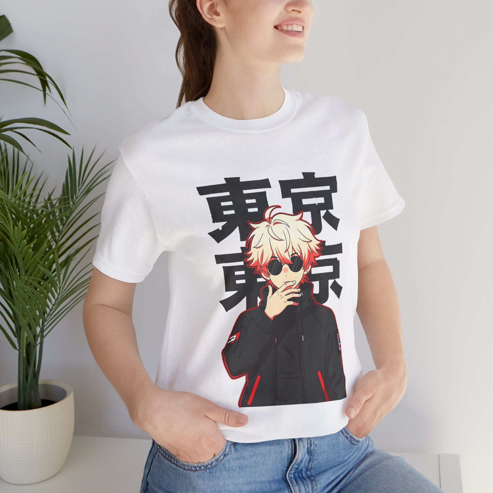 Tokyo Anime Graphic Tee — Blond Character with Kanji "東京"