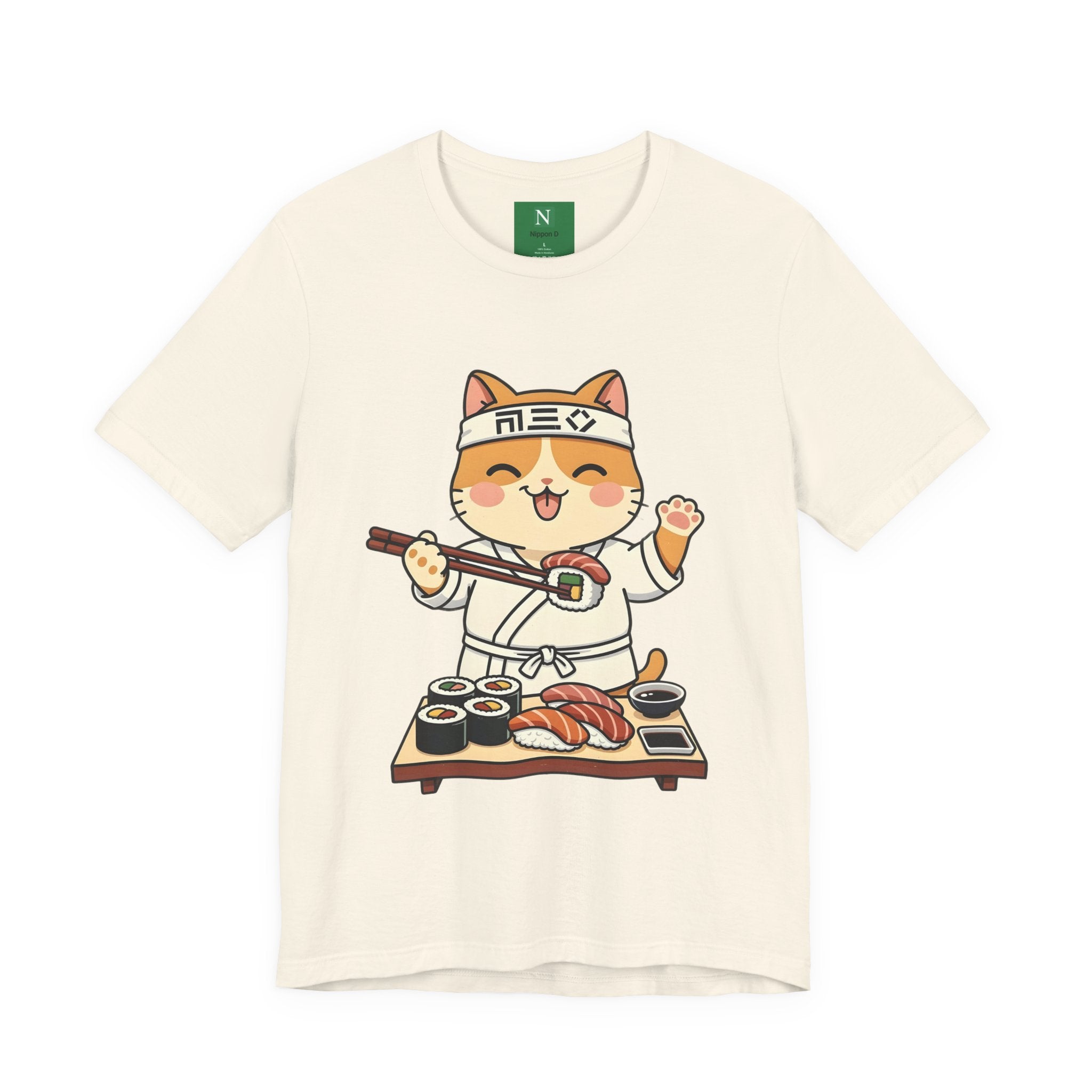 Sushi Chef Cat T‑Shirt — Cute Kawaii Cat Making Sushi Graphic Tee