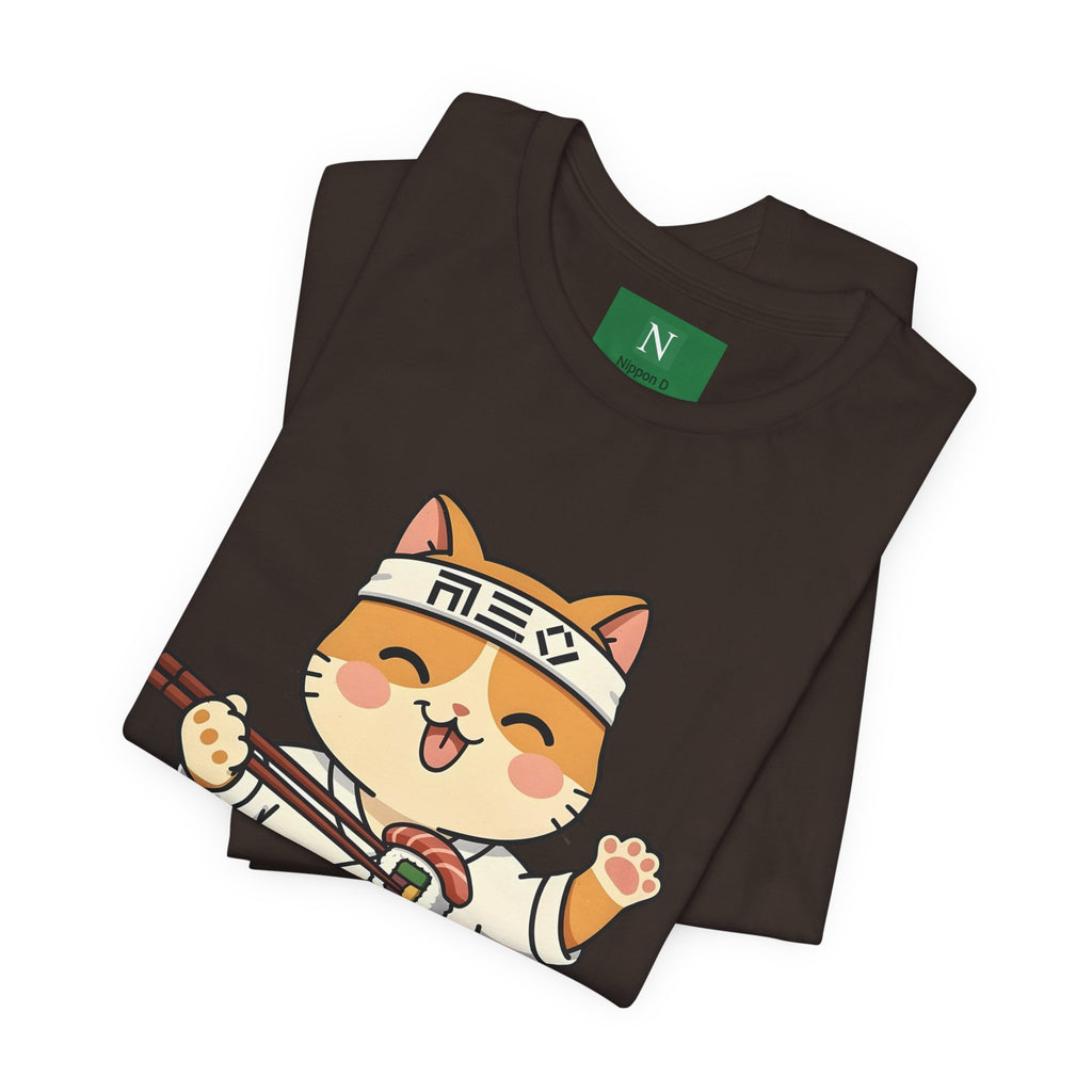 Sushi Chef Cat T‑Shirt — Cute Kawaii Cat Making Sushi Graphic Tee