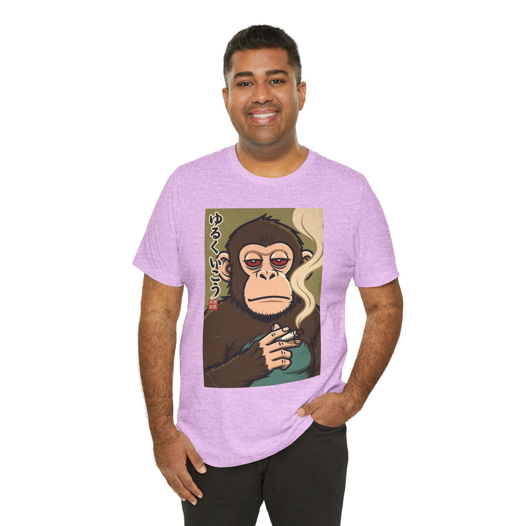 Smoking Monkey Graphic Tee — Japanese Retro Ape Illustration T-Shirt