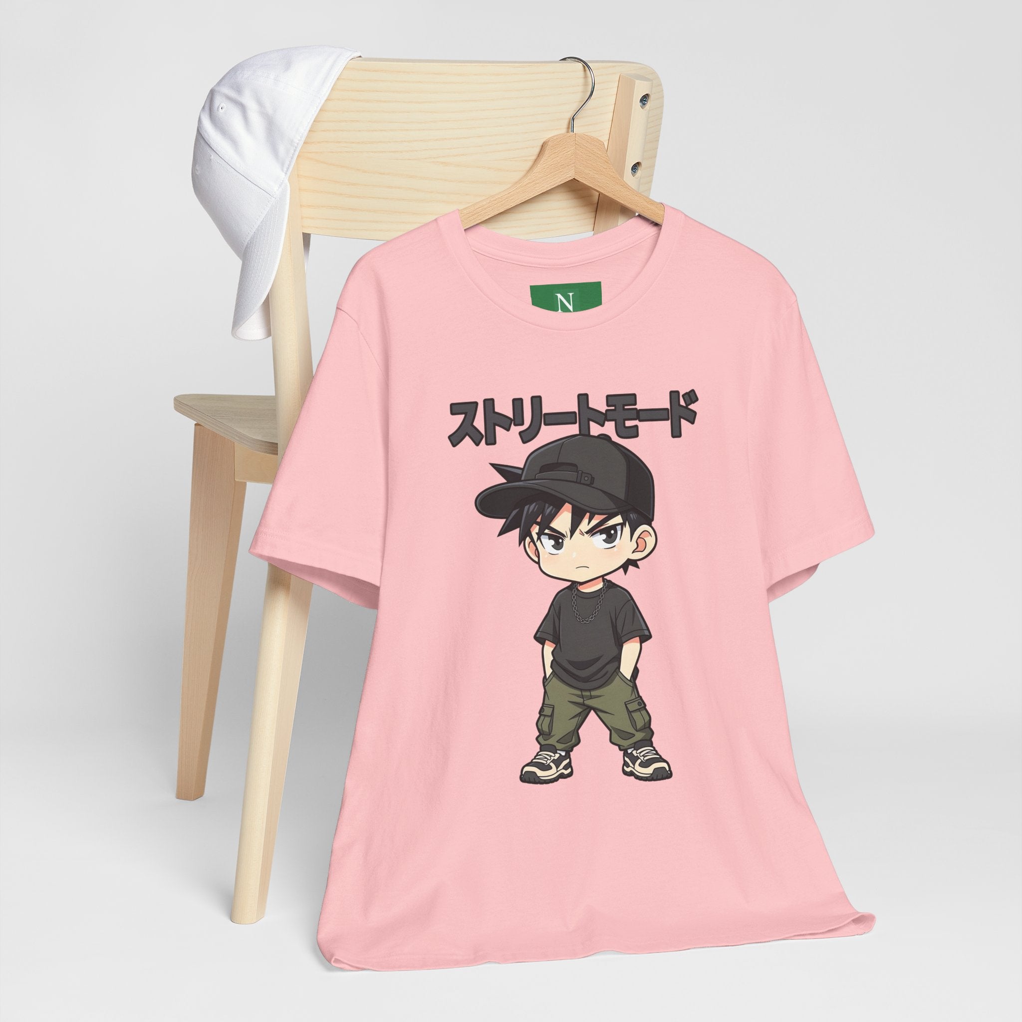 Street Mode Anime Boy T-Shirt — Japanese Text Graphic Tee
