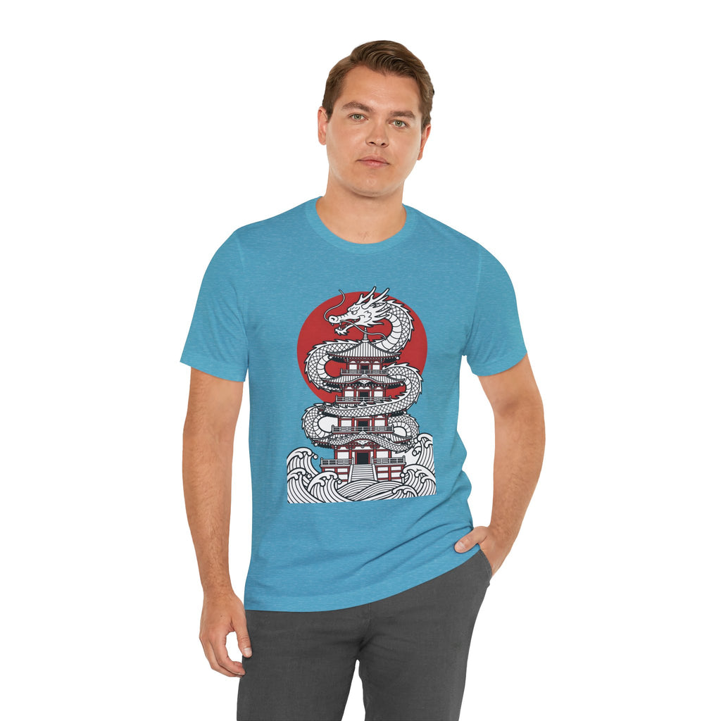 Dragon Pagoda T‑Shirt — Japanese Red Sun Temple Graphic Tee