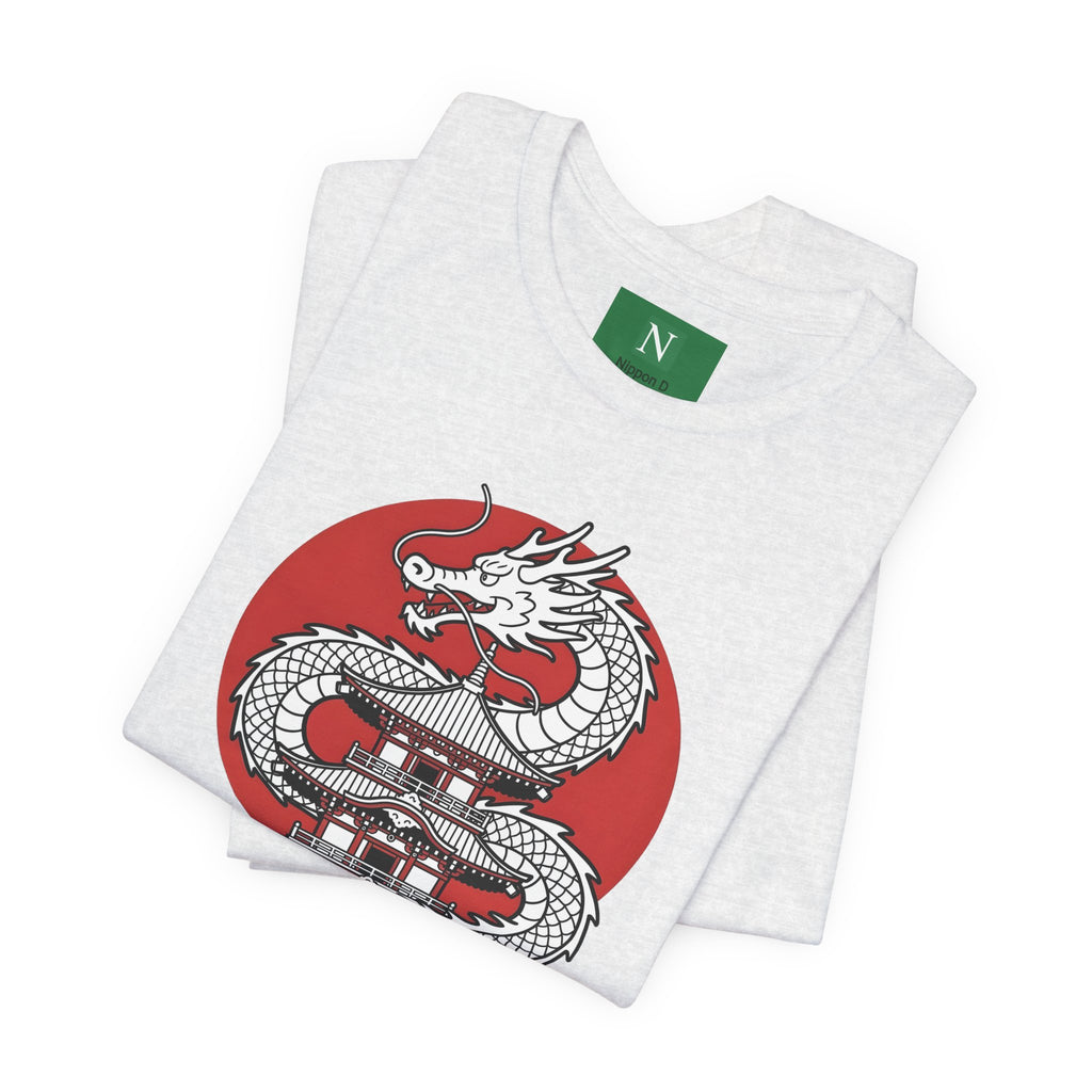 Dragon Pagoda T‑Shirt — Japanese Red Sun Temple Graphic Tee