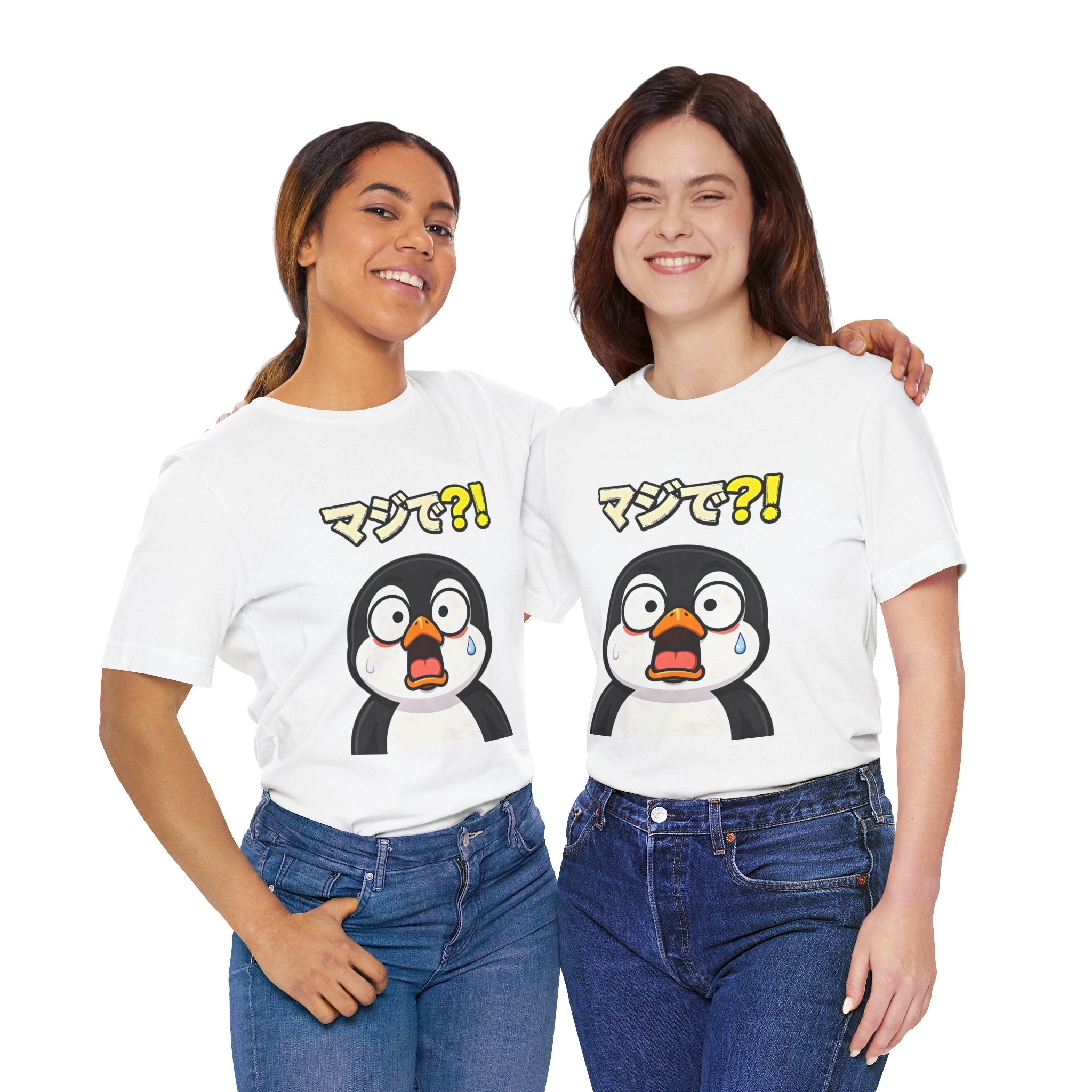 Shocked Penguin Tee — Japanese “マジで?!” Cute Anime-Style Graphic T-Shirt
