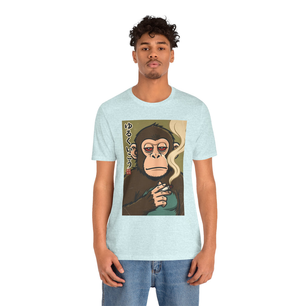 Smoking Monkey Graphic Tee — Japanese Retro Ape Illustration T-Shirt