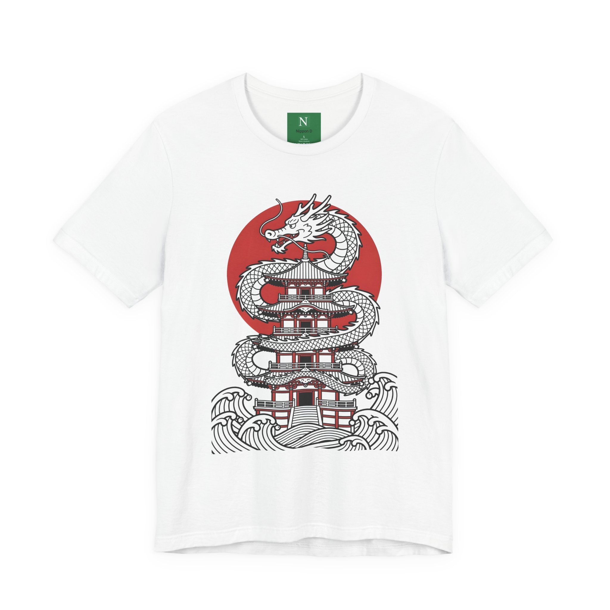 Dragon Pagoda T‑Shirt — Japanese Red Sun Temple Graphic Tee