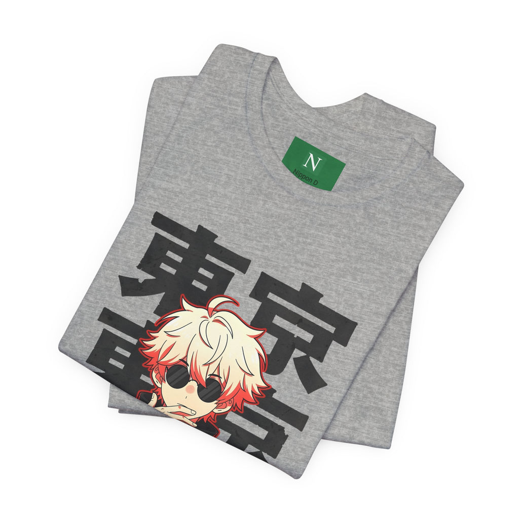 Tokyo Anime Graphic Tee — Blond Character with Kanji "東京"