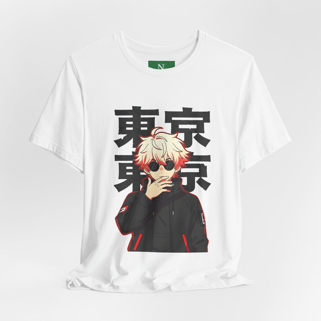 Tokyo Anime Graphic Tee — Blond Character with Kanji "東京"