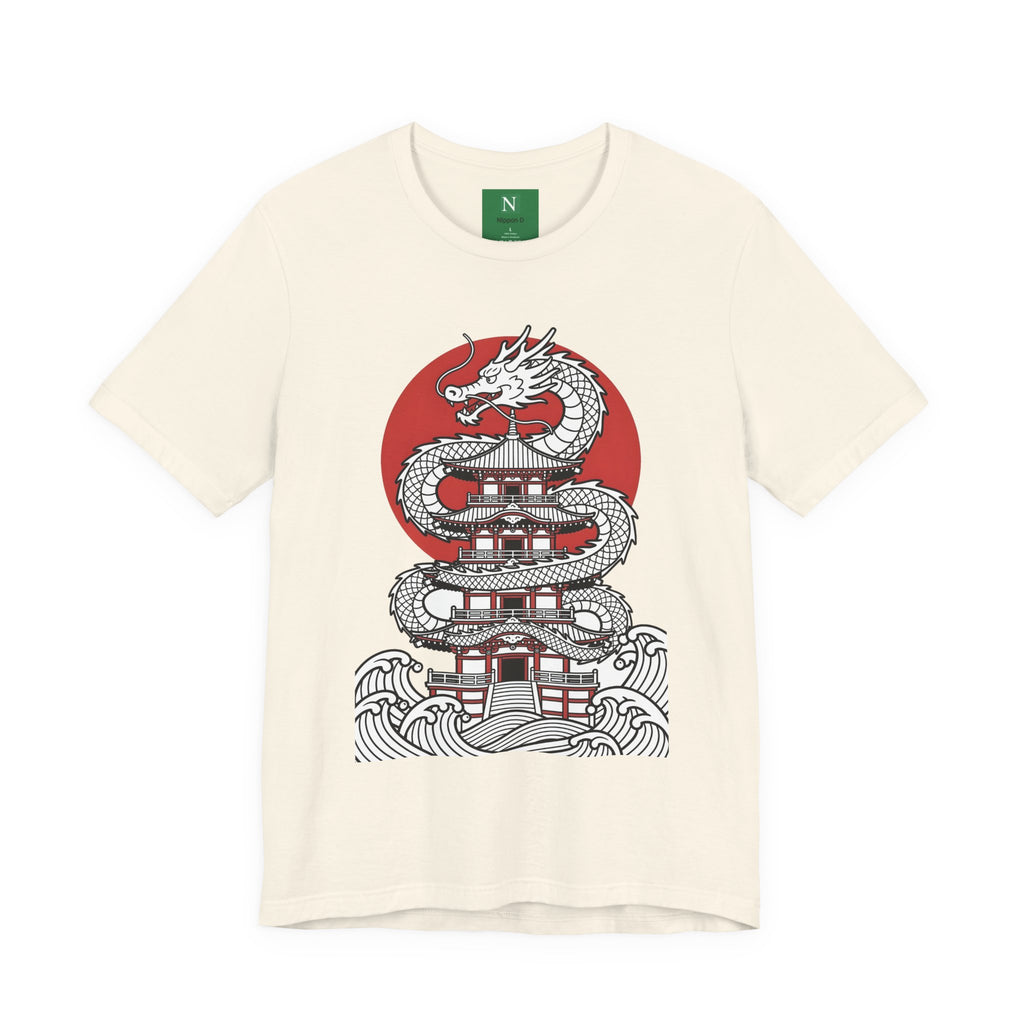 Dragon Pagoda T‑Shirt — Japanese Red Sun Temple Graphic Tee