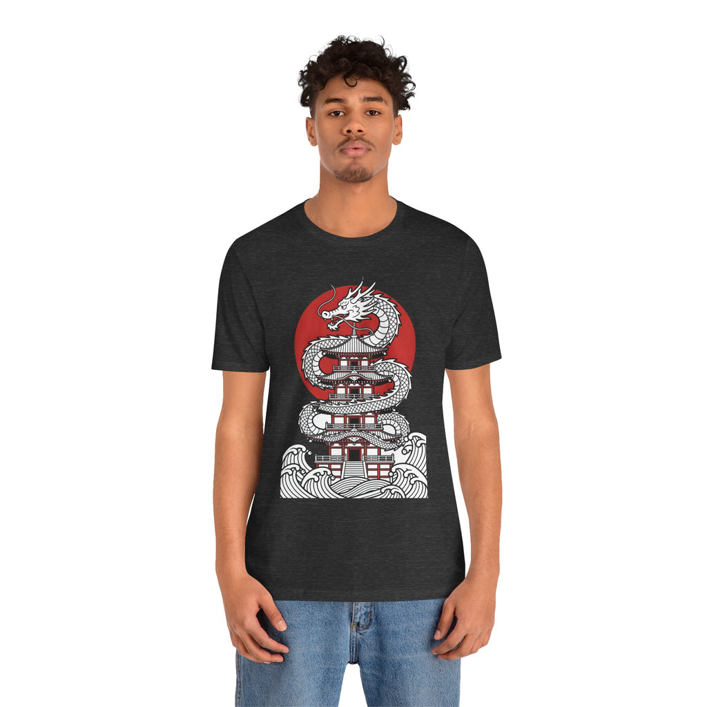 Dragon Pagoda T‑Shirt — Japanese Red Sun Temple Graphic Tee