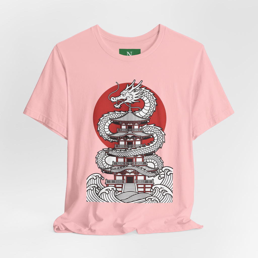 Dragon Pagoda T‑Shirt — Japanese Red Sun Temple Graphic Tee