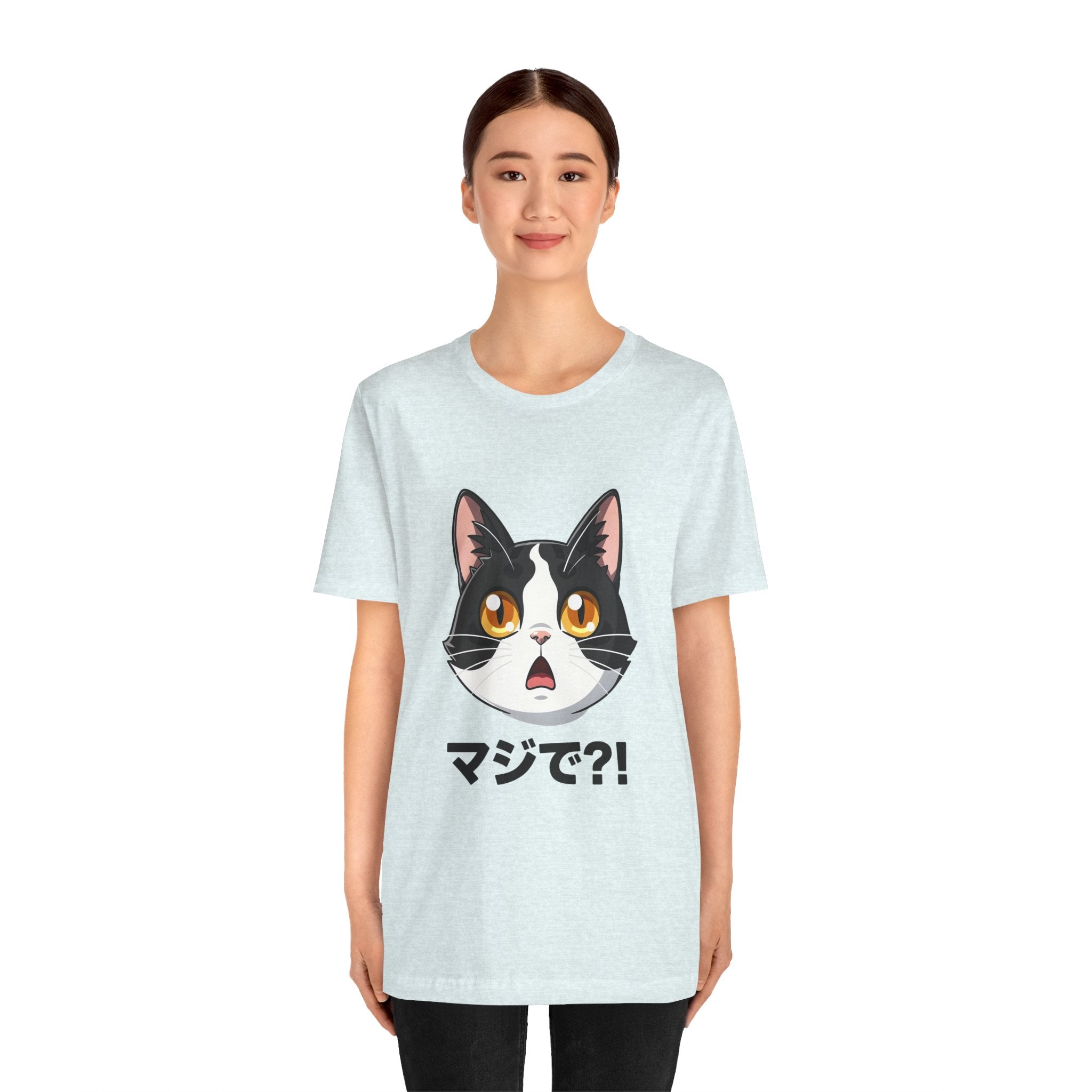 Cat Shock Face Graphic Tee — マジで?! Cute Anime Cat T-Shirt