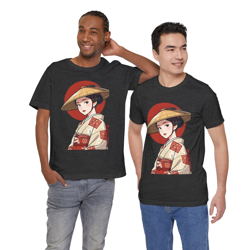 Geisha Illustration Tee — Vintage Kimono Anime T‑Shirt