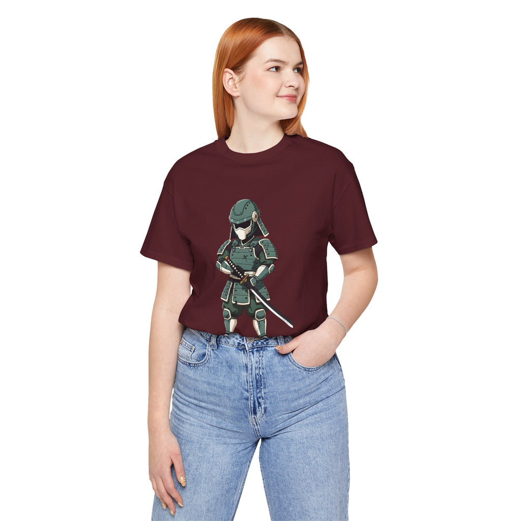 Samurai Cat T-Shirt – Cute Armored Kitty with Katana Graphic