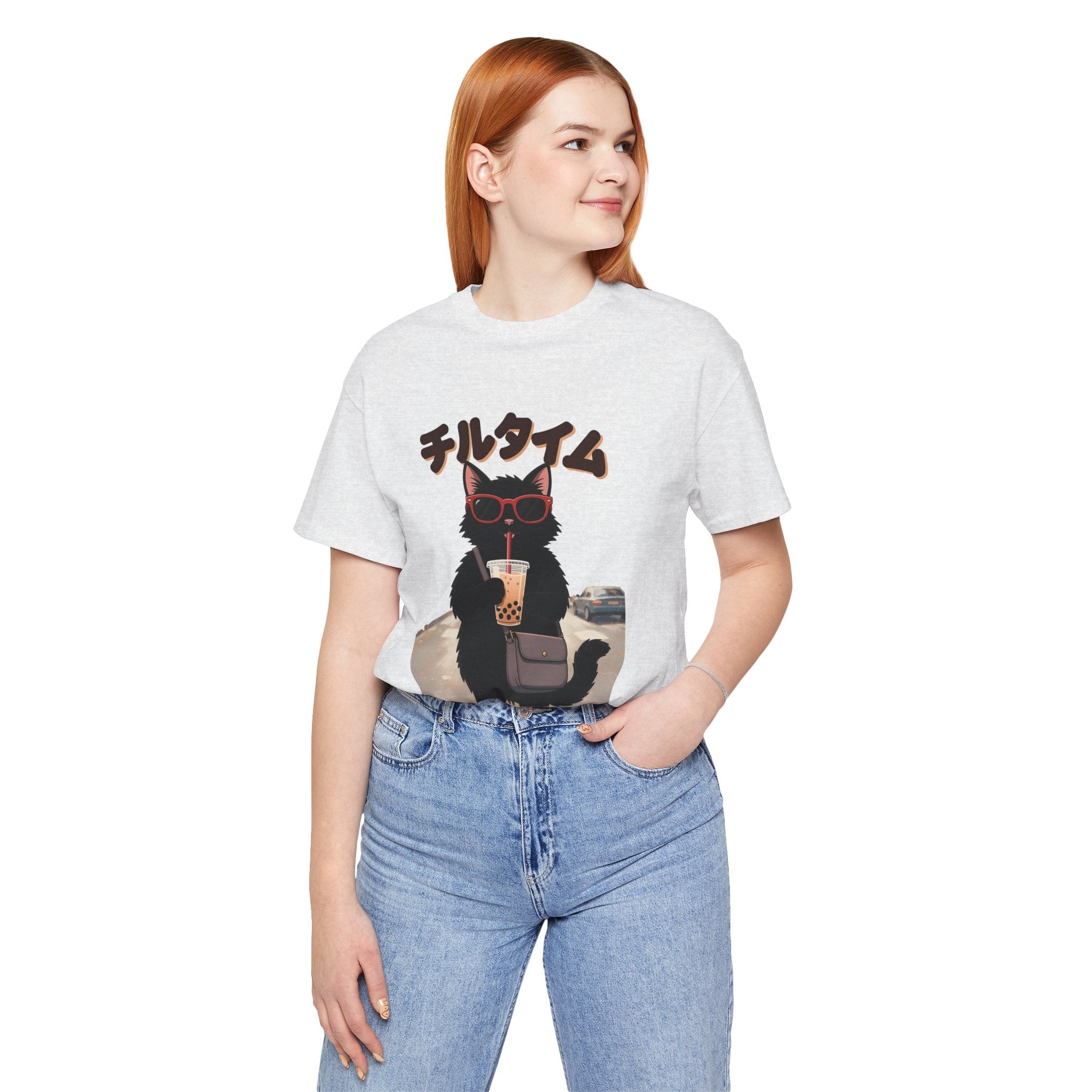 Boba Cat Tee — Cute Cat Drinking Bubble Tea Graphic T-Shirt