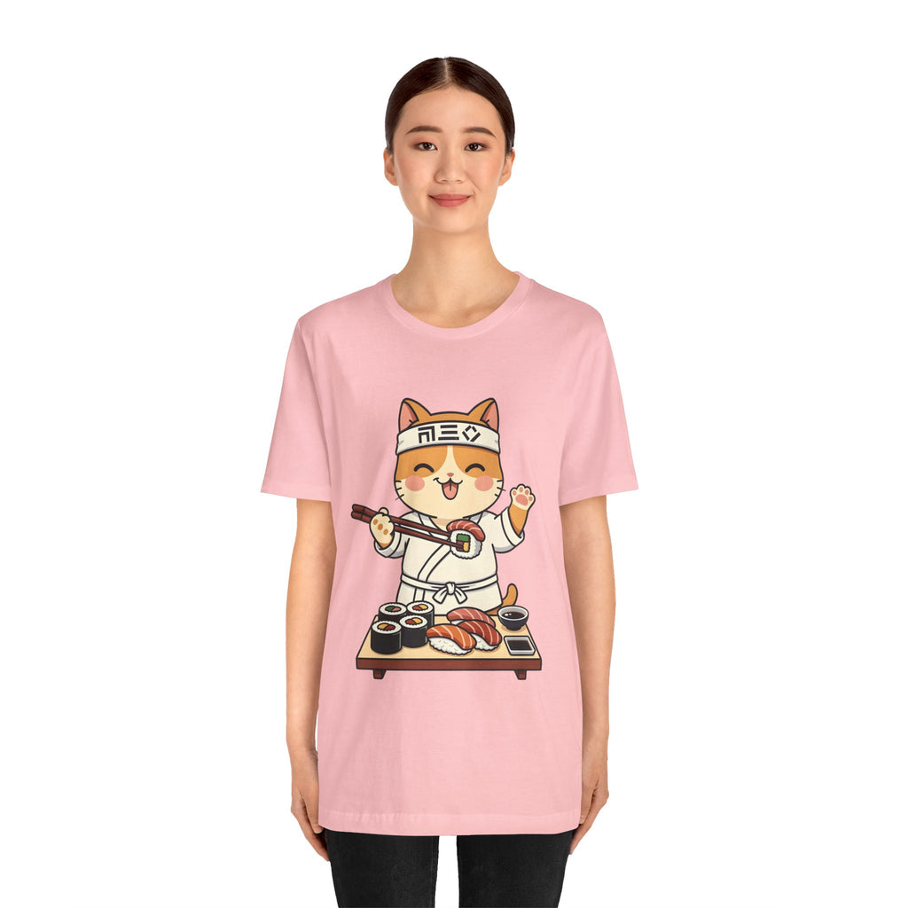 Sushi Chef Cat T‑Shirt — Cute Kawaii Cat Making Sushi Graphic Tee