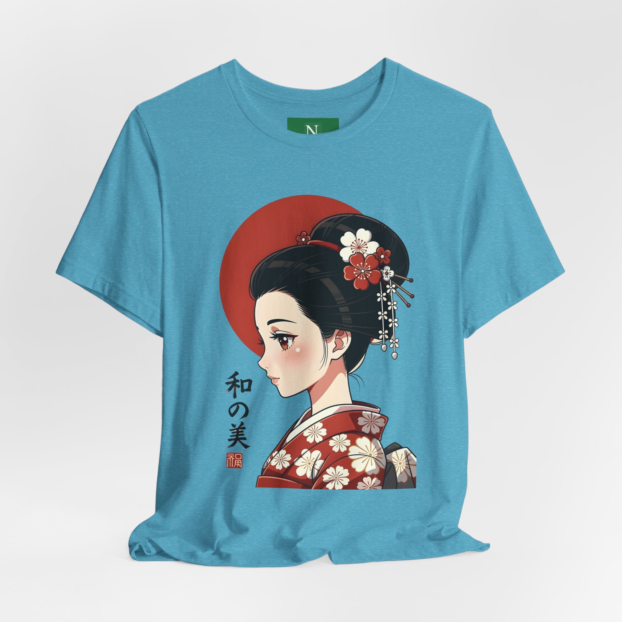Geisha Portrait Tee — Japanese Floral Kimono Art T-Shirt