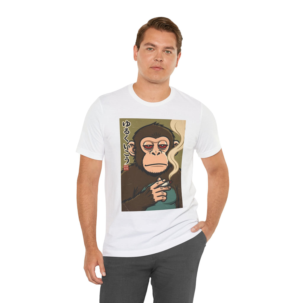 Smoking Monkey Graphic Tee — Japanese Retro Ape Illustration T-Shirt