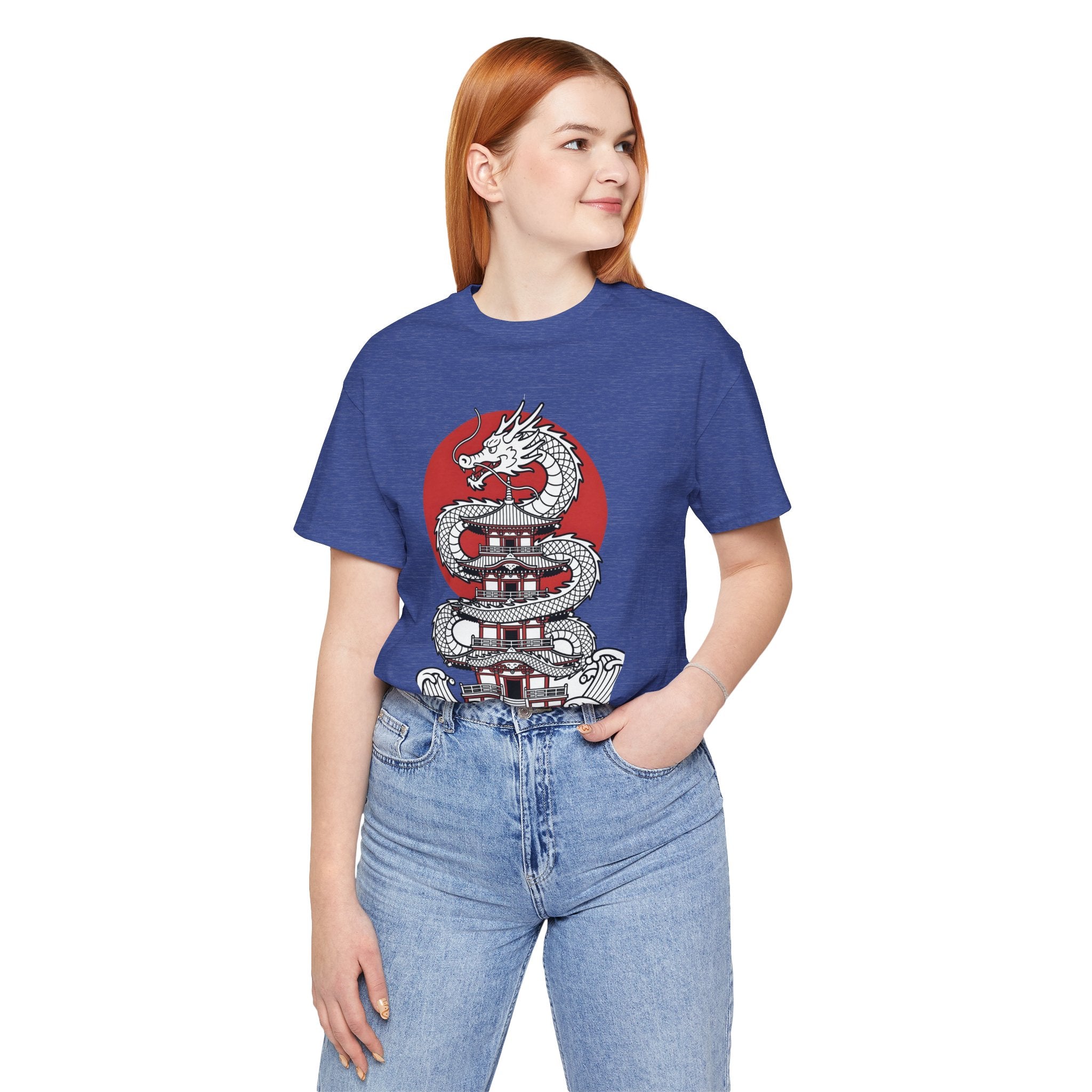 Dragon Pagoda T‑Shirt — Japanese Red Sun Temple Graphic Tee