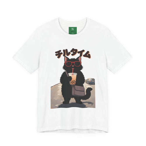 Boba Cat Tee — Cute Cat Drinking Bubble Tea Graphic T-Shirt