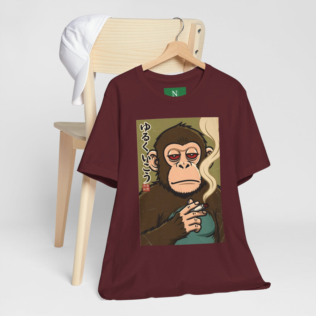 Smoking Monkey Graphic Tee — Japanese Retro Ape Illustration T-Shirt