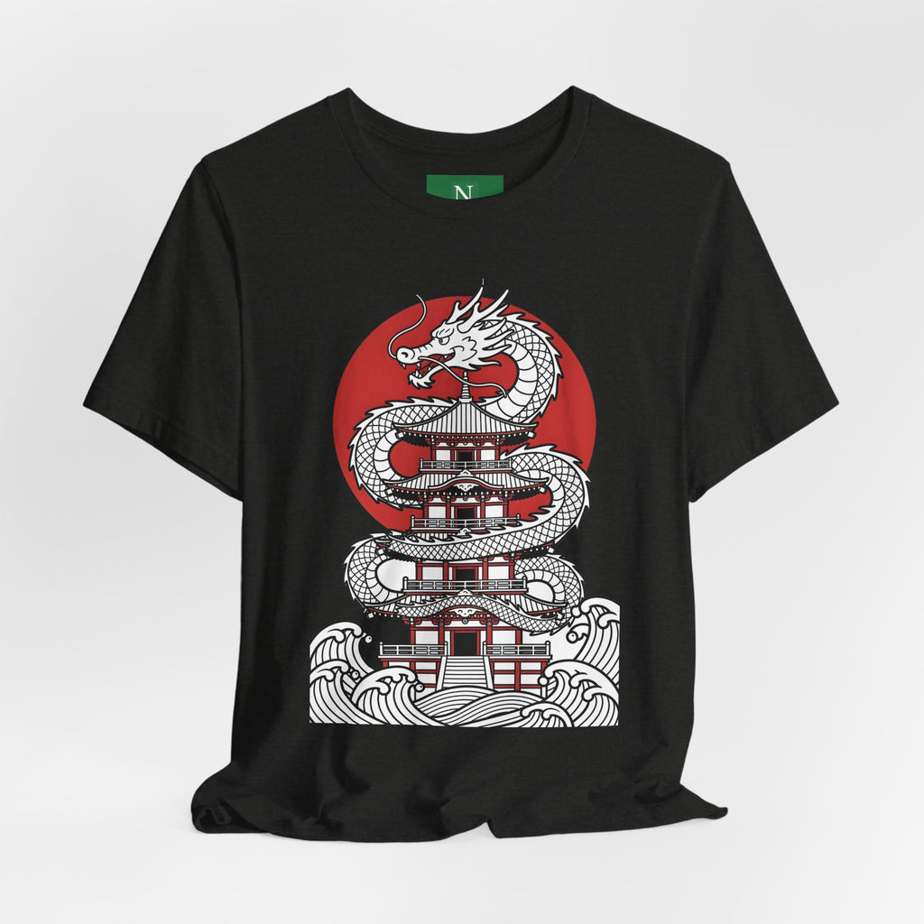 Dragon Pagoda T‑Shirt — Japanese Red Sun Temple Graphic Tee