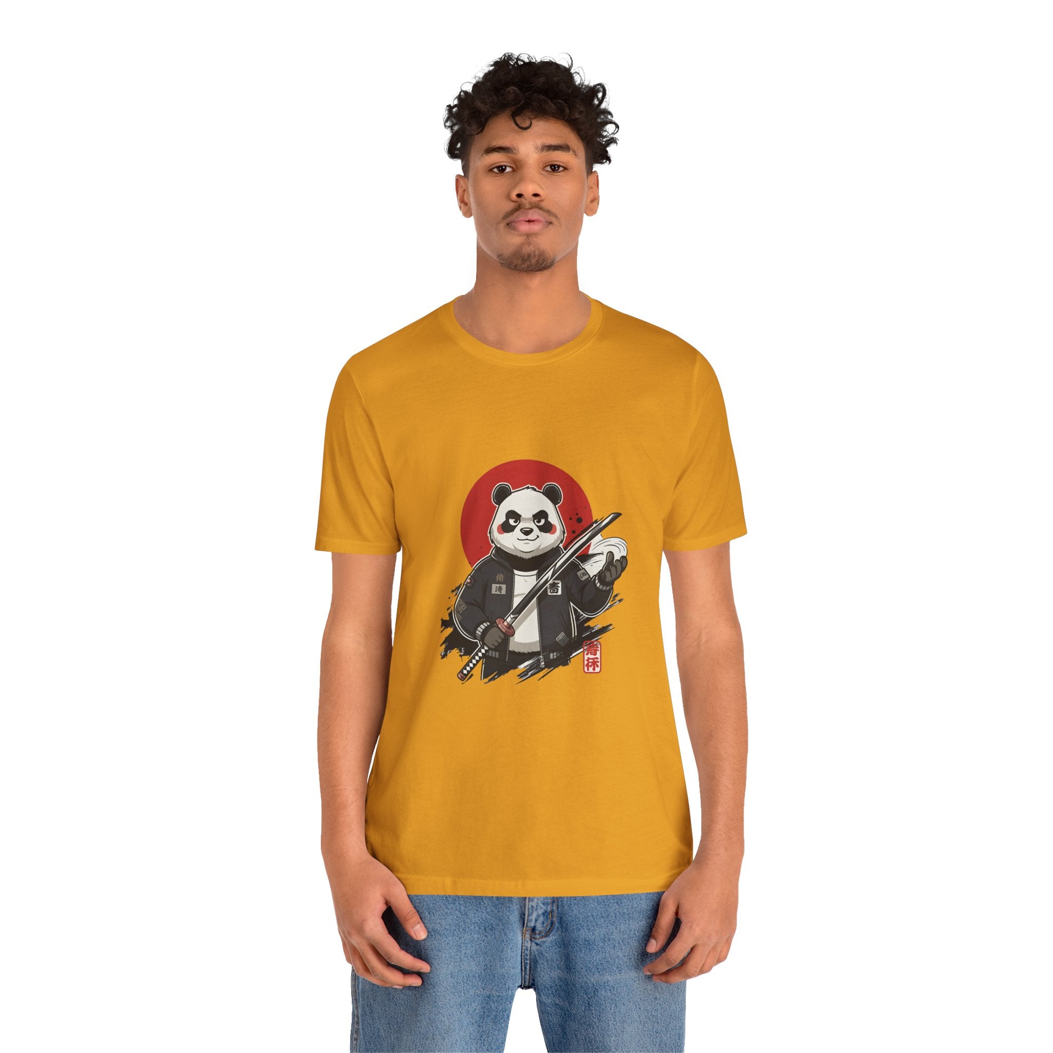 Samurai Panda T-Shirt — Cute Warrior Graphic Tee with Red Sun